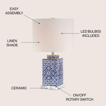 Choi 23" Chinoiserie LED Table Lamp - JONATHAN Y